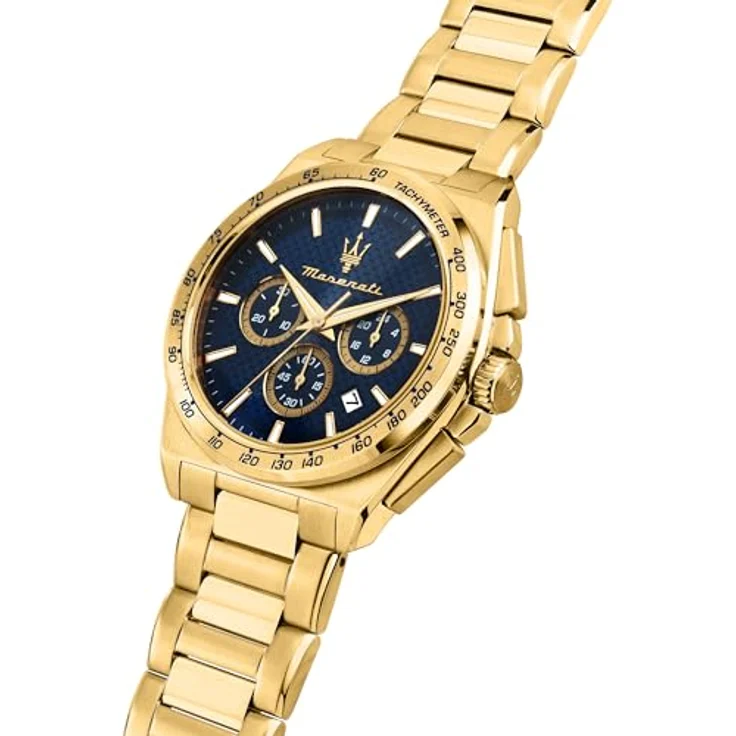 Maserati Velocita‘-Kollektion, Herrenuhr aus Stahl mit Chronograph, Analog, 43 mm, blau mit goldenen Details, wasserdicht bis 10 ATM – Bild 5