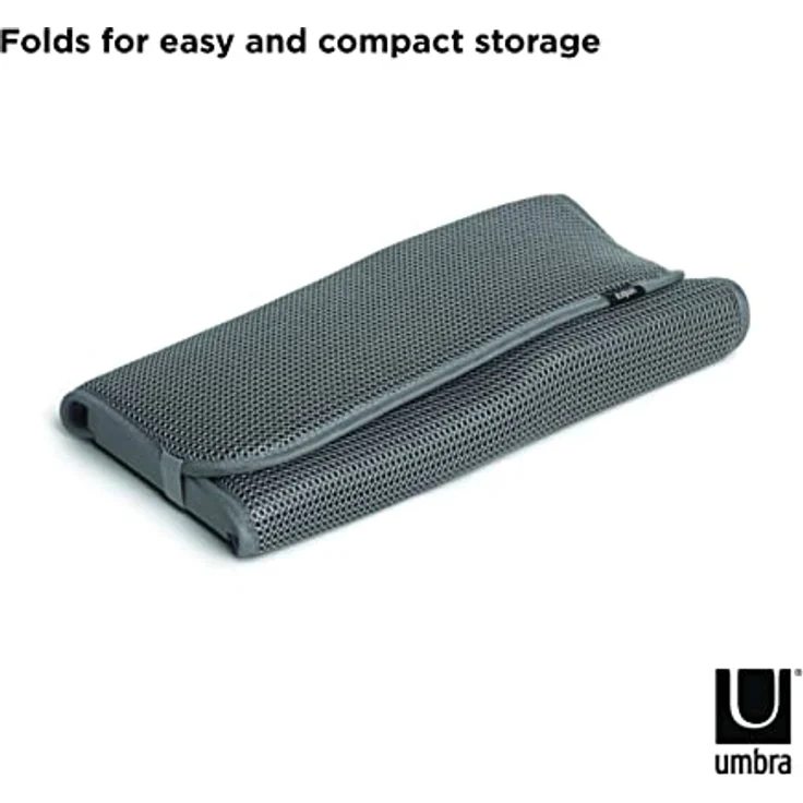 Umbra Udry Mini Geschirr Abtropfgestell und Mikrofaser Abtropfmatte – Faltbar, Platzsparend und Leicht Verstaubar, 50 x 33 cm, Dunkelgrau – Bild 5
