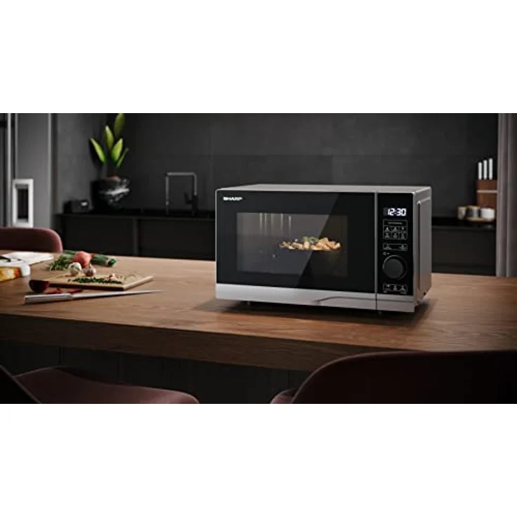 Sharp YC-PS204AE-S Mikrowelle, Standgerät, 20 L Garraum, 10 Leistungsstufen, Timer, Auftauen, Kindersicherung, schwarz – Bild 3