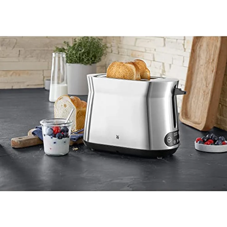 WMF 0414200011 Kineo 2-Schlitz-Toaster, 980 Watt, inkl. Brötchenaufsatz, Krümelschublade, LED-Display, Röstgradelektronik, silber – Bild 2