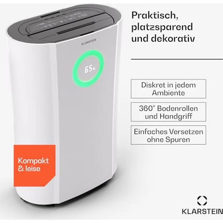 Klarstein Luftentfeuchter Elektrisch bis 20m2, Smart Luftentfeuchter für Wohnung, Bad & Keller, Luft-Entfeuchter Leise, Elektrischer Dehumidifier mit WLAN IoT App, Bautrockner mit 20 L Kapazität – Bild 2