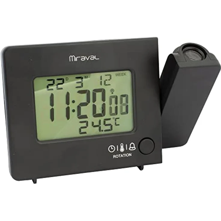 Miraval Funkwecker Miraval Funk-Projektionswecker mit Temperatur Projektion, Snooze, USB-Ladefunktion, Schwarz – Bild 3