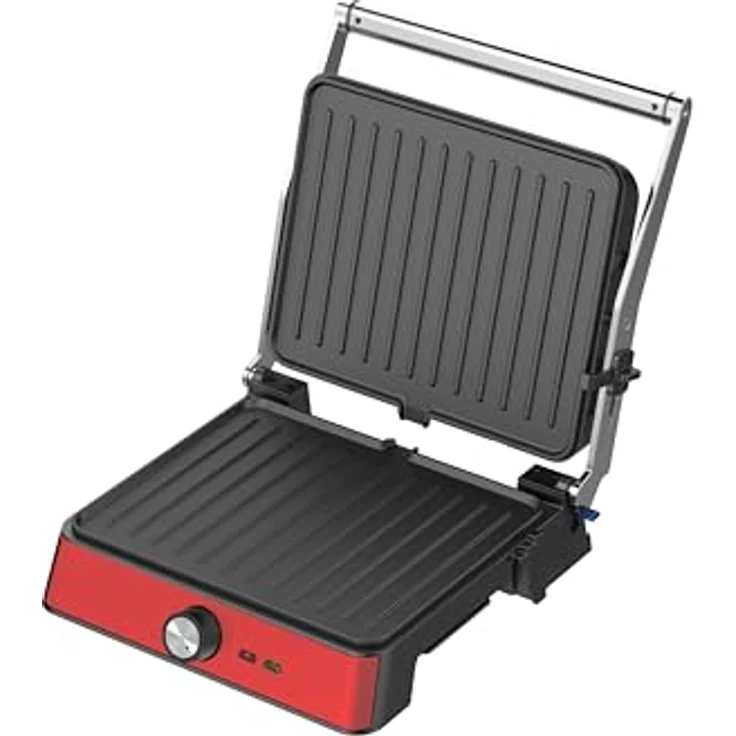 Westinghouse Retro-Kontaktgrill 29 x 24 cm 180° 2200W - Toaster - Einstellbare Temperaturregelung - Panini-Grill - Toaster-Eisen - Rot – Bild 2