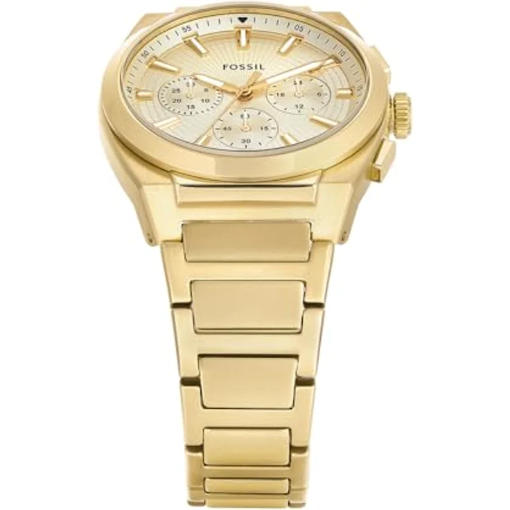 FOSSIL Everett Herrenuhr, Quarz-Chronograph mit goldfarbenem Edelstahl- oder Lederarmband, 48 mm Gehäuse, wasserdicht bis 50 m – Bild 4