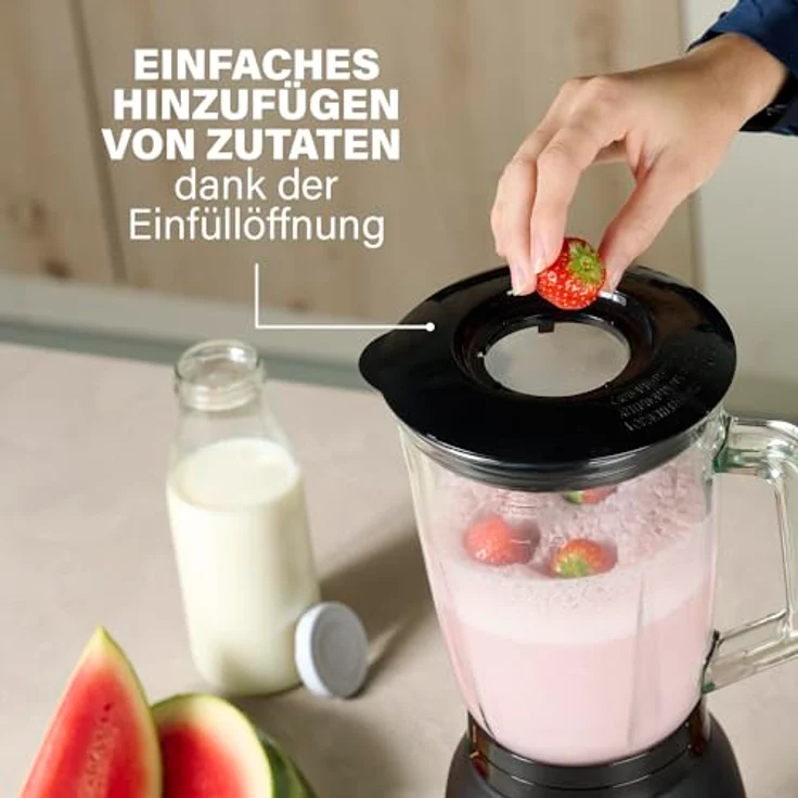 Princess Black Steel 212092 Standmixer, 1000W, 1,5L, Pulse-Funktion, schwarz – Bild 5