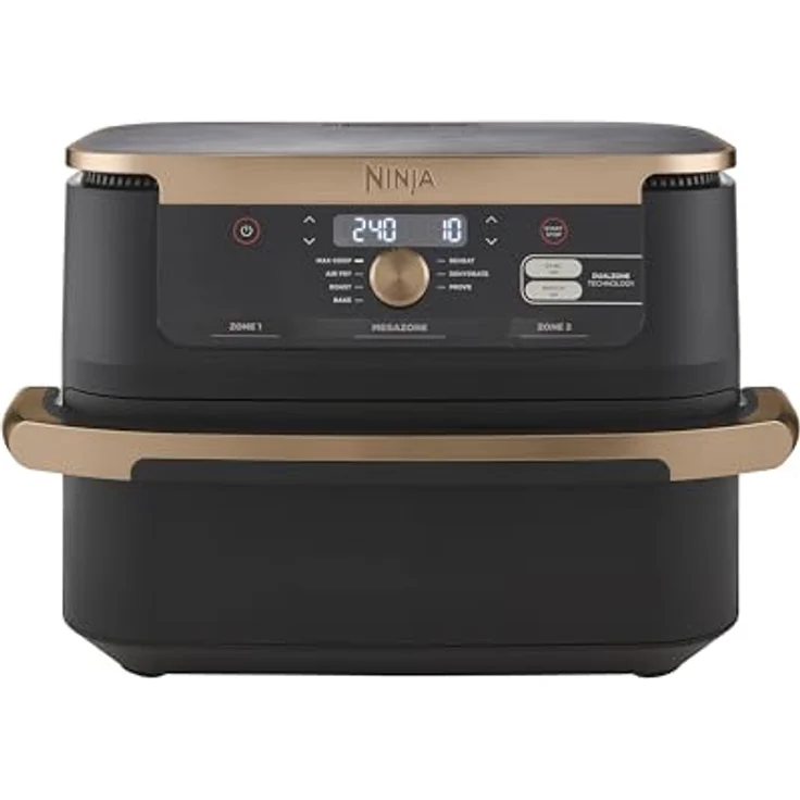 Ninja Foodi FlexDrawer Dual Zone Heißluftfritteuse, Airfryer mit 10,4-Fach und herausnehmbarem Trenner, Antihaftbeschichtung, spülmaschinenfester Korb, 7-in-1, Schwarz & Kupfer, AF500EUCP – Bild 1
