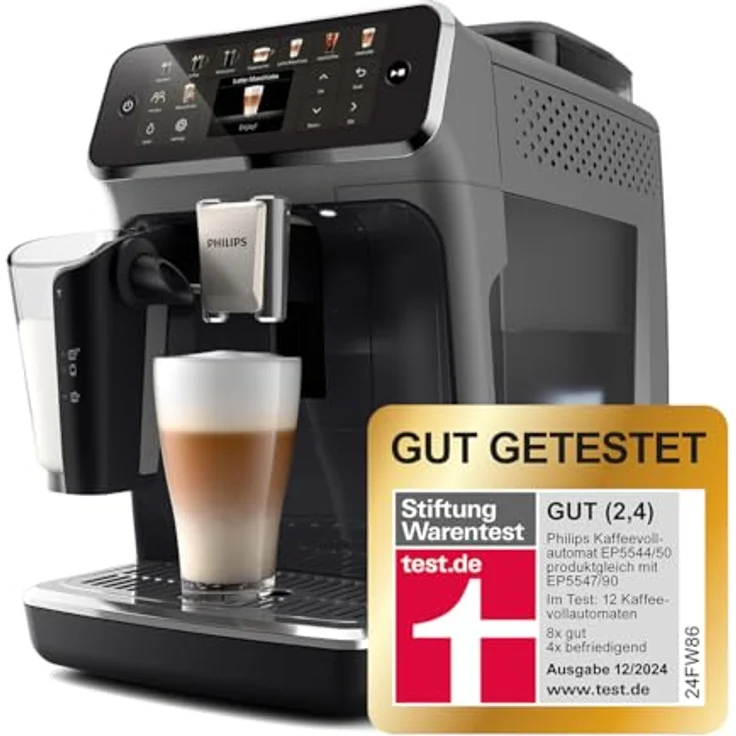 "Philips Kaffeevollautomat EP5544/50 5500 Series, 20 Kaffeespezialitäten, LatteGo-Milchsystem, SilentBrew Technologie, Schwarz/Grau" – Bild 2
