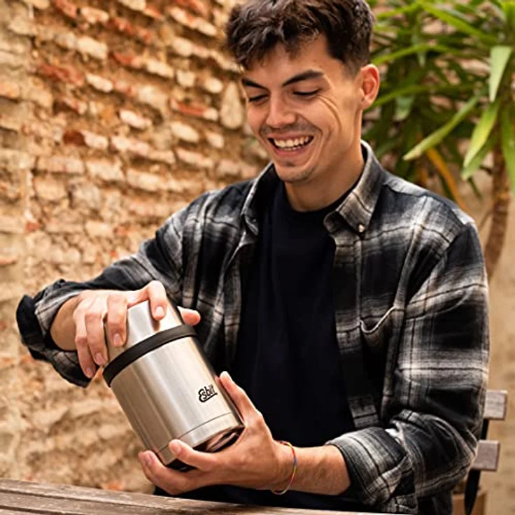 Esbit Thermobehälter Sculptor , Edelstahl | BPA-Frei , Schwarz, Silber, Grün , 0.75L & 1 L , für warme & kalte Speisen – Bild 6