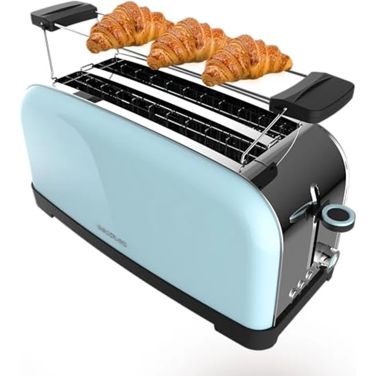 Cecotec Toastin' time 1500, Vertikaler Toaster mit 1500 Watt Leistung, Edelstahlgehäuse in Blau, für 4 Toastscheiben – Bild 1