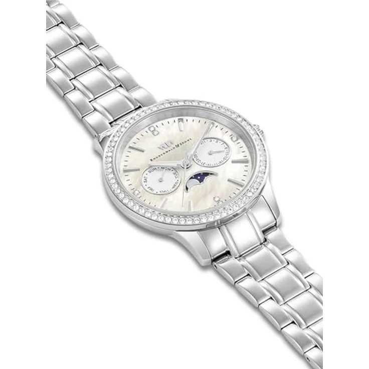 Rhodenwald & Söhne Damen Uhr analog Quarz Multifunktion(en) mit Edelstahl Armband Silber Verziert mit Kristallen 10010436 – Bild 3