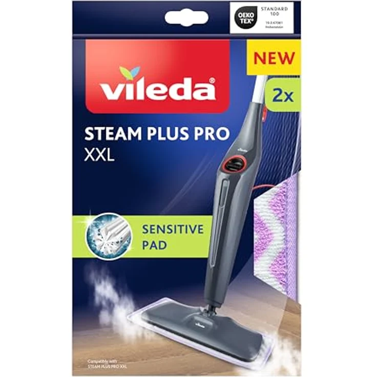 Vileda Steam Plus Pro Sensitive Pad XXL, hitzebeständiger Ersatzbezug für empfindliche Böden, 40 cm breit – Bild 1