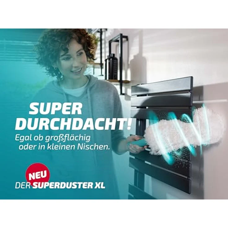 Leifheit Staubwischer SUPERDUSTER XL, waschbarer Mikrofaser Staubwedel mit 3 Ersatzbezügen, bindet Staub sicher auf großen Flächen – Bild 6