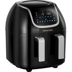 Russell Hobbs Heißluftfritteuse Doppelkammer [2 Fächer: 4,25l oder ein Korb 8,5l ] AirFryer SatisFry Snappi (8 Programme, spülmaschinenfest, Touchscreen, Fritteuse ohne Öl) Dual Basket 27290-56