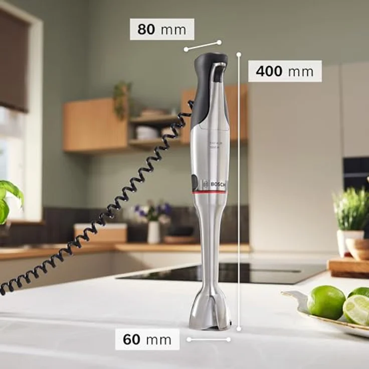 BOSCH Stabmixer ErgoMaster Serie 8, MSM8M930, 1500 W, Edelstahl, 6 Klingen, Spiralkabel, Zerkleinerer, luftgekühlter Motor, Mixbecher – Bild 3