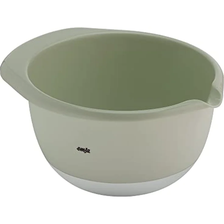 Emsa K32428 Prep&Bake Kunststoff-Rührschüssel 2,8 L | rutschfester Boden | perfekte Stabilität beim Mischen | integrierte Ausgießlippe für präzises, sauberes Ausgießen | spülmaschinenfest | Grün/Grau – Bild 1