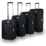 SIGN Stoffkoffer Trolley Reisekoffer Inline Rollen (Schwarz, 4er Set) - Leichtes Weichgepäck mit einzigartigem Design