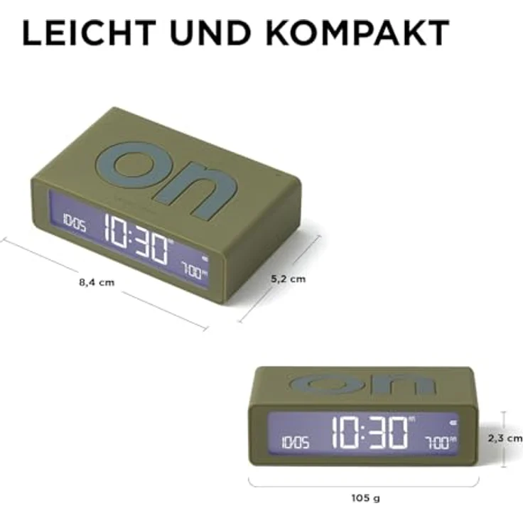 Lexon Flip Mini Wecker, wiederaufladbar mit intuitiver Bedienoberfläche, kompakt und in verschiedenen Farben erhältlich – Bild 2
