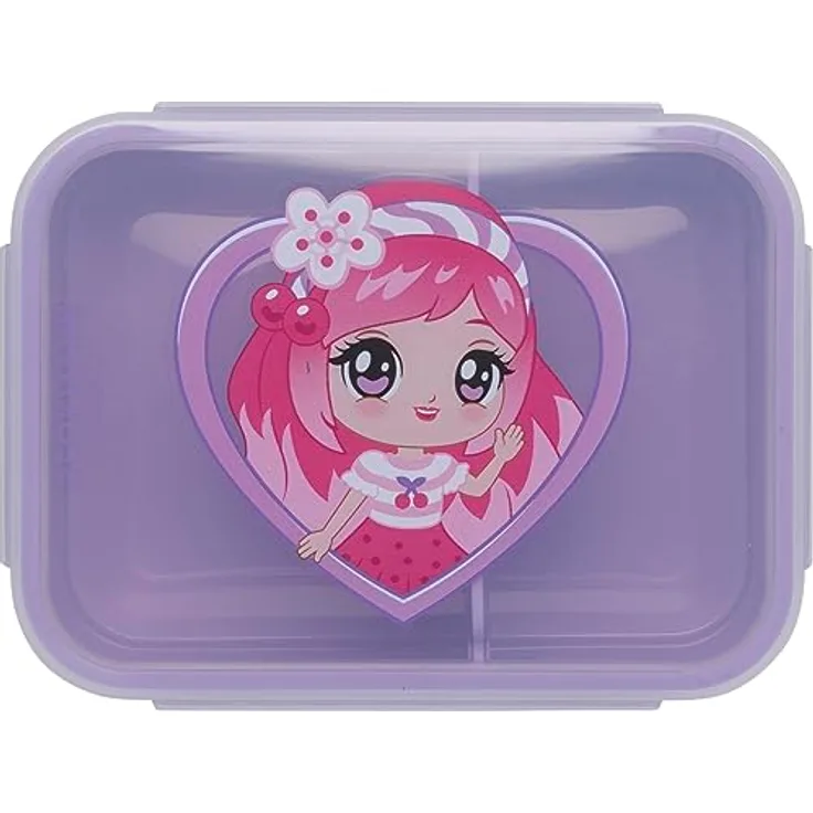 Beckmann Brotdose Cherry für Kinder mit herausnehmbarer Trennwand, Grundschule Lunchbox Purple