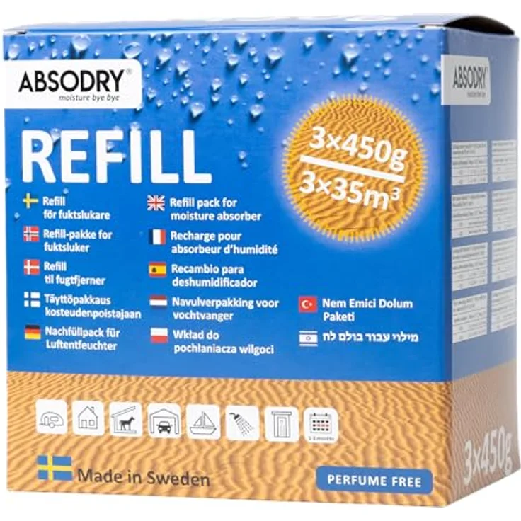 ABSODRY duo family Nachfüllgranulat ABSODRY Box, Luftentfeuchter für Räume bis zu 35 bis 80 m³, effektive Schimmelprävention