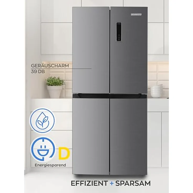 Heinrich´s Cross Door Kühlgefrierkombination mit 421L Gesamtvolumen, Total-No-Frost Funktion, 150L Gefriervolumen, Multi-Airflow, Fresh Converter System, LED Beleuchtung, Inox – Bild 2