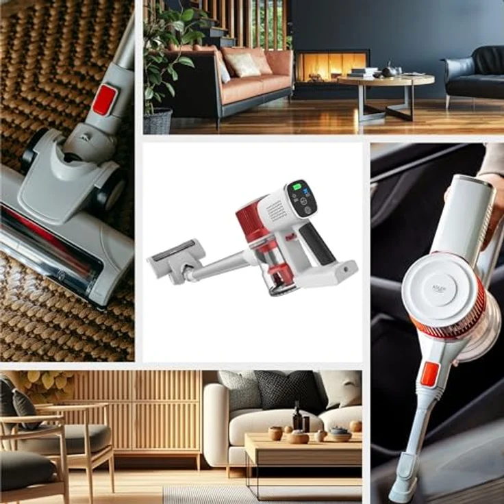 ADLER EUROPE Staubsauger, Leistung 300W/11500 Pa, Kabelloser Handstaubsauger, Vertikalstaubsauger, Arbeitszeit 30 Minuten, LCD-Display, EPA-Filter, Zyklonfilter, Elektrobürste mit LED-Licht – Bild 5
