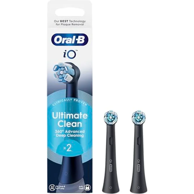 Oral-B iO Ultimate Clean Bürstenköpfe, CrissCross-Borsten zur effektiven Plaque-Entfernung, 2 Stück, Schwarz – Bild 2