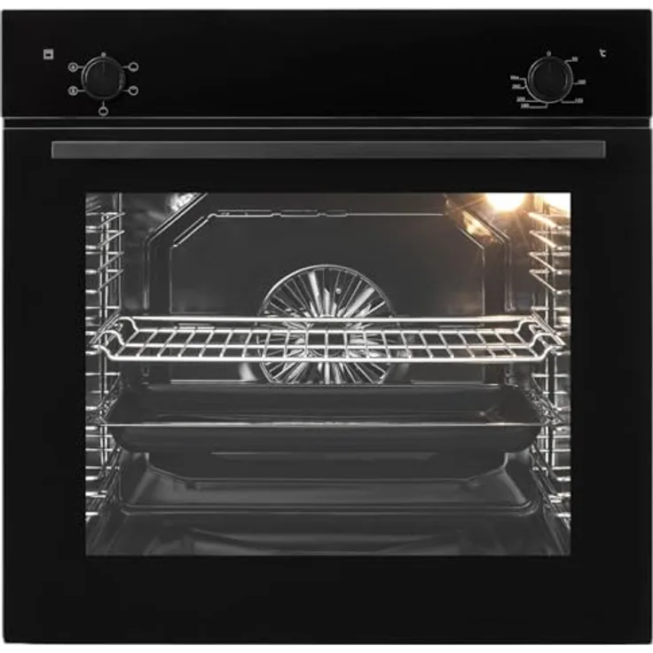 Oranier EBS900, schwarzer Einbau Backofen mit 80 Liter Garraumvolumen, 6 Funktionen und versenkbaren Knebeln
