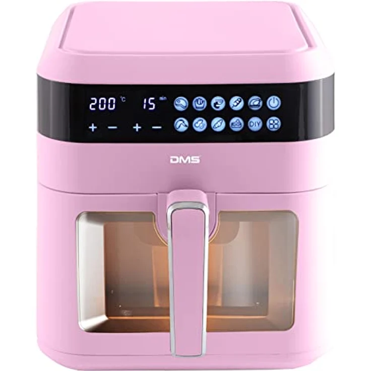DMS XXXL 7 Liter Heißluftfritteuse | fettfrei und ohne Öl | inklusive 10 Programmen und digitalem Touch Display | Timer | HFG-7 (Rosa) – Bild 1