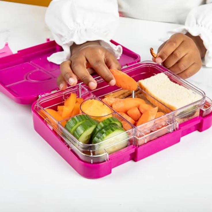 schmatzfatz Junior Brotdose mit Fächern, BPA-frei, auslaufsichere Lunchbox in Lila für Schule & Kindergarten – Bild 2