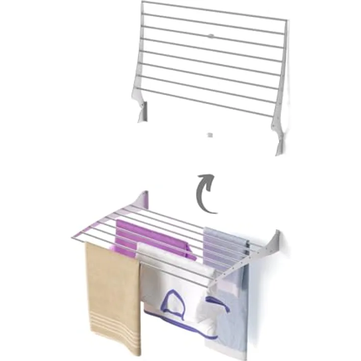 Foxydry Foxydry Fold Wäscheständer für die Wand, vertikaler Wäscheständer aus Aluminium und Stahl, platzsparendes Design, 80x50x57 cm, erhältlich in 3 Farben