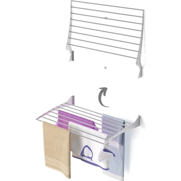 Foxydry Foxydry Fold Wäscheständer für die Wand, vertikaler Wäscheständer aus Aluminium und Stahl, platzsparendes Design, 80x50x57 cm, erhältlich in 3 Farben – Bild 1