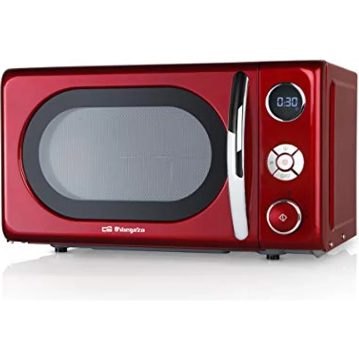 Orbegozo MIG2042 - Mikrowelle mit Grill, 20 Liter Fassungsvermögen, 10 Leistungsstufen, 8 vorkonfigurierte Menüs, Multifunktionssystem, digitales LED-Display, 700 W, Stahl, Rot
