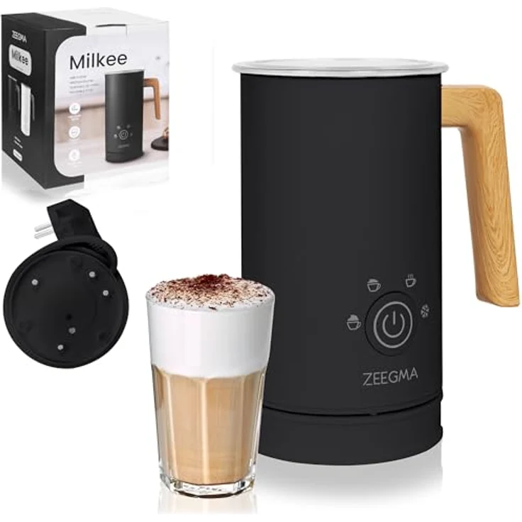 ZEEGMA MILKEE Milchaufschäumer, 500 W Leistung, 650 ml Kapazität, 4 Betriebsmodi, Touch-Bedienfeld, Antihaftbeschichtung, Schwarz – Bild 1