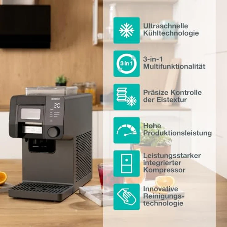 GORENJE Eismaschine GIICM 3in1 für Eiscreme, Shaved Ice und Slushy, robustes Design – Bild 4