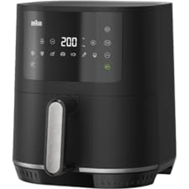 Braun Heißluftfritteuse MultiFry 3 HF 3030, 4,3 L, 1500W, digitale Temperaturregelung, 80-200°C, Timer, 8 Programme, Touch Control, Antihaftbeschichtung, Garkorb & Rost spülmaschinenfest, Schwarz – Bild 1