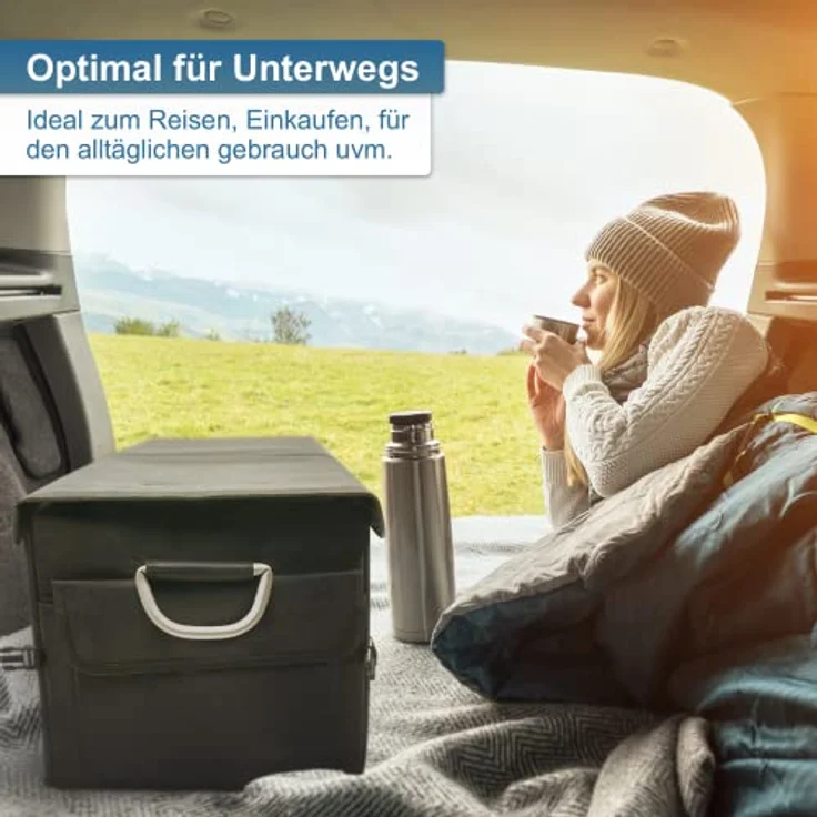 osoltus Kofferraumtasche 60x35x30cm, Organizer mit 3 großen Fächern und flexiblen Zwischenwänden, schwarz – Bild 3