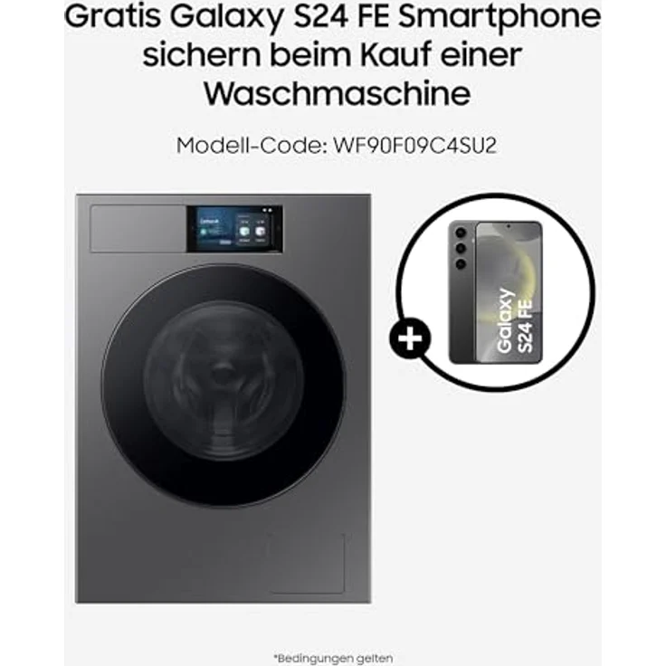 Samsung WF90F09C4SU2 Waschmaschine mit automatischer Waschmittel Dosierung und WLAN-Steuerung, 9 kg, weiß – Bild 2