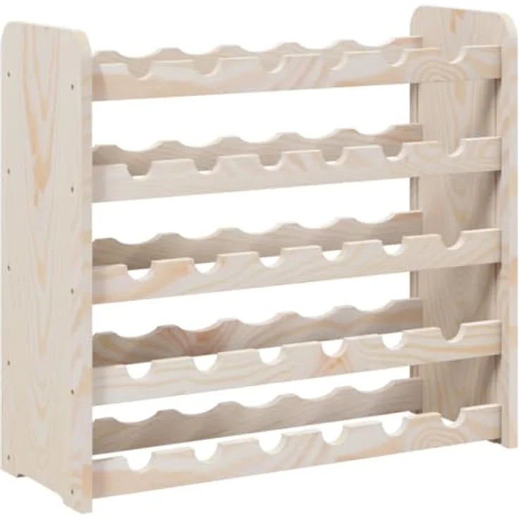 vidaXL Weinregal, Flaschenregal mit 5 Ebenen Wellen-Design, Flaschenständer für 30 Flaschen, Weinschrank Weinständer, Massivholz Kiefer – Bild 1
