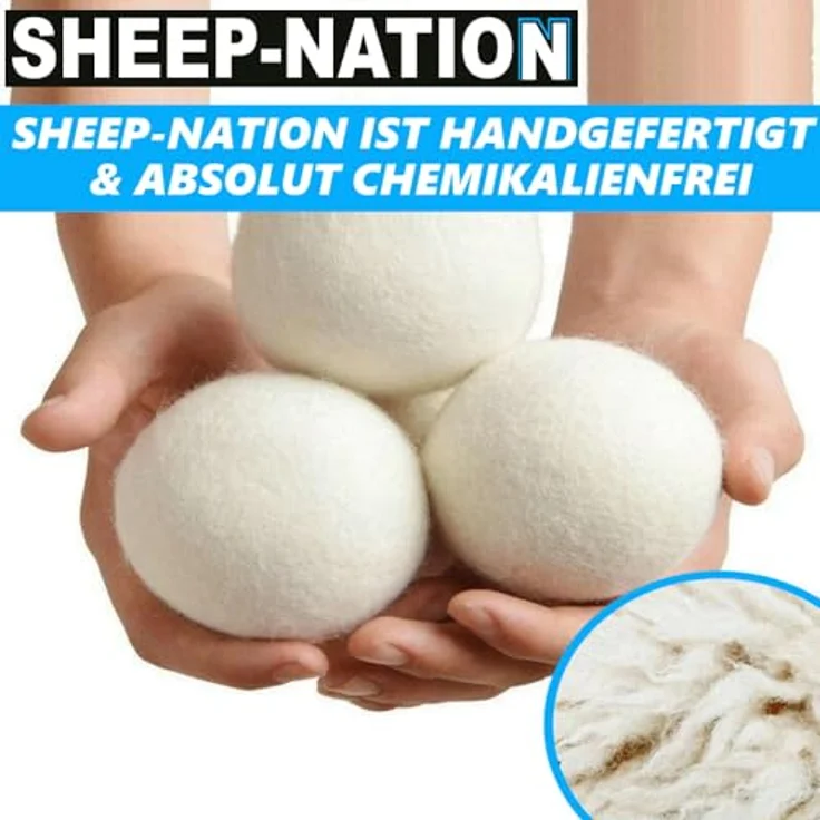MAVURA SHEEP-NATION Trocknerbälle 6er Pack, Premium Schafwolle, Weichspüler Alternative, hypoallergen, energiesparend – Bild 6