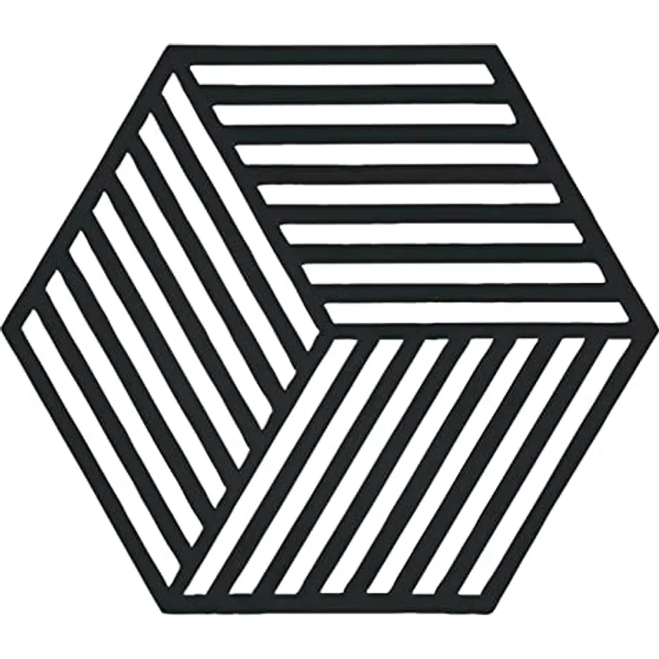 Zone Denmark Hexagon Silikon Topfuntersetzer, Hitzebeständig bis 250°C, Spülmaschinenfest, 16 x 14 cm, Schwarz