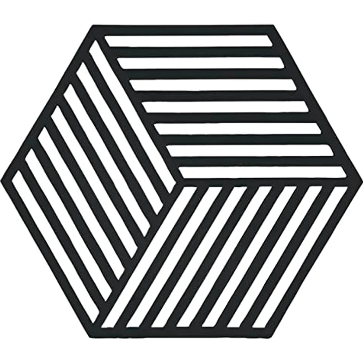 Zone Denmark Hexagon Silikon Topfuntersetzer, Hitzebeständig bis 250°C, Spülmaschinenfest, 16 x 14 cm, Schwarz – Bild 1