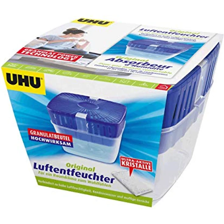 UHU Luftentfeuchter UHU Luftentfeuchter Original 450 g - Bekämpft Feuchtigkeit geruch- und lautlos, kein Energieverbrauch - weiß – Bild 4