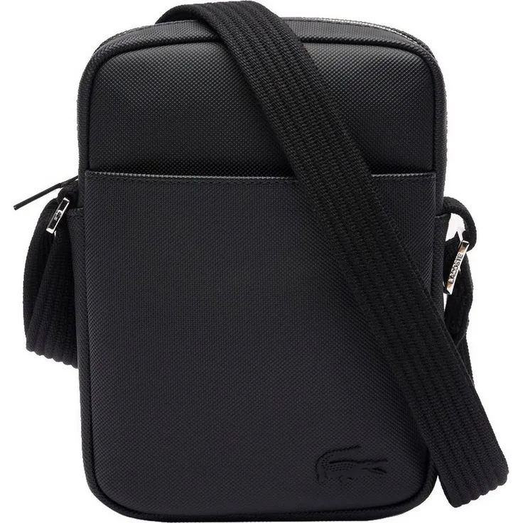 Lacoste Umhängetasche (1-tlg), recycelter Piqué-Canvas, verstellbarer Schultergurt, schwarz
