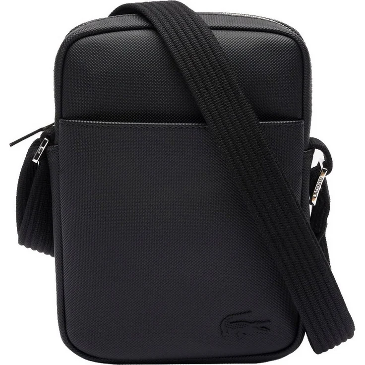 Lacoste Umhängetasche (1-tlg), recycelter Piqué-Canvas, verstellbarer Schultergurt, schwarz – Bild 1