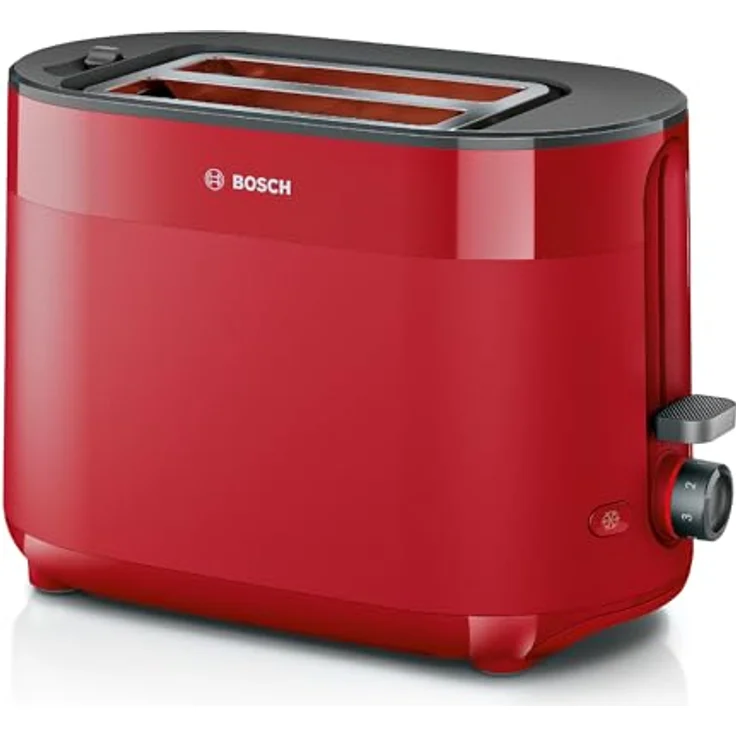 Bosch Kompakt Toaster MyMoment TAT2M124, integrierter Brötchenaufsatz, mit Auftaufunktion, mit Abschaltautomatik, Liftfunktion, Brotzentrierung, perfekt für 2 Scheiben, 800 Watt, Rot matt – Bild 1