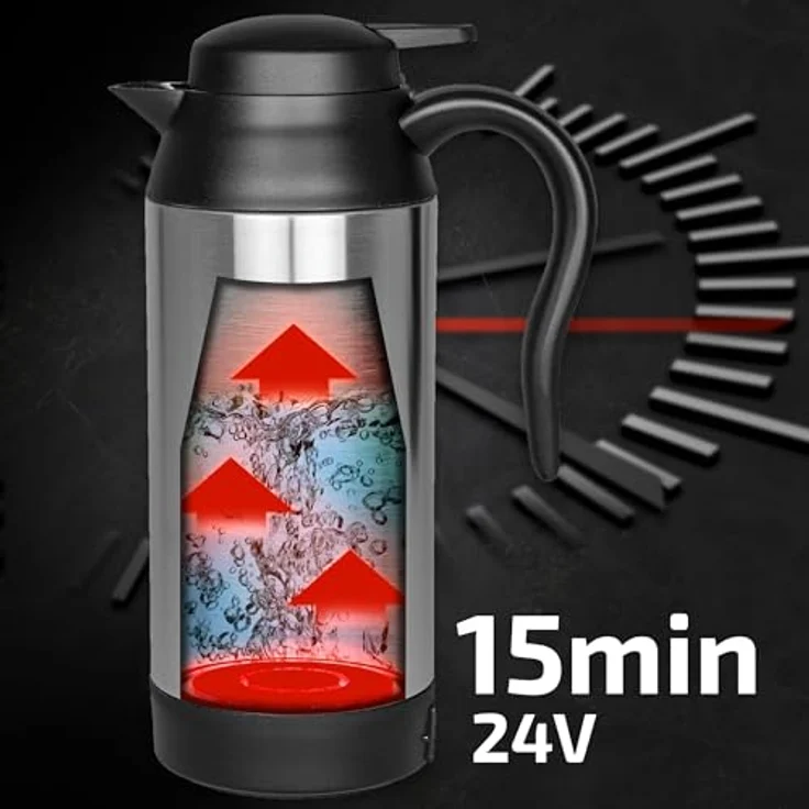 HEYNER ThermoVar PRO Premium Wasserkocher 750 ml 24V, 240W - Elektrischer Reise-Wasserkocher mit Warmhaltefunktion – Bild 6