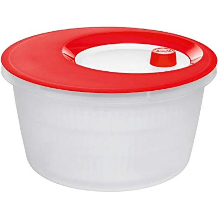 Emsa 505089 Salatschleuder mit Kurbel, 4 Liter, Rot-Transparent, Basic – Bild 2