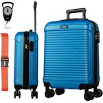NOWI Las Palmas Kabinenkoffer, 55x40x20cm, Hartschalenkoffer mit Kofferwaage, 34L, 8 Rollen, blau, passend für Ryanair und Lufthansa