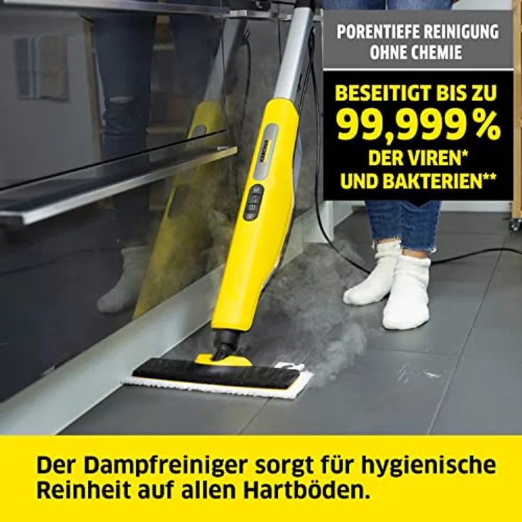 Kärcher Dampfmopp SC 3 Upright EasyFix 1.513-300.0 (Flächenleistung je Tankfüllung ca. 60m², 3-stufige Dampfmengenregulierung, Düsengelenk, Mikrofaser-Bodentuch Klett) – Bild 2