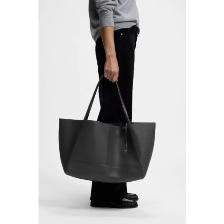 Boss Ameline Shopper Tasche, 100% Leder, 42 cm, schwarz – Bild 4